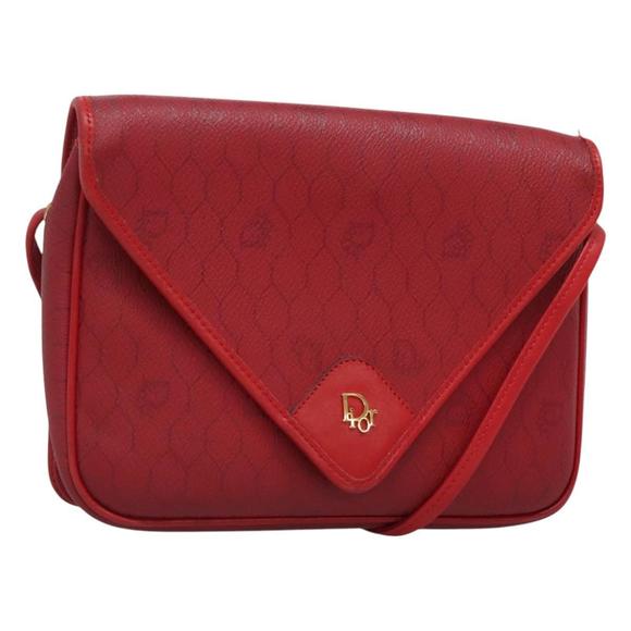 Christian Dior Shoulder Bag PVC Red Gold Auth 124681 - Picture 1 of 16